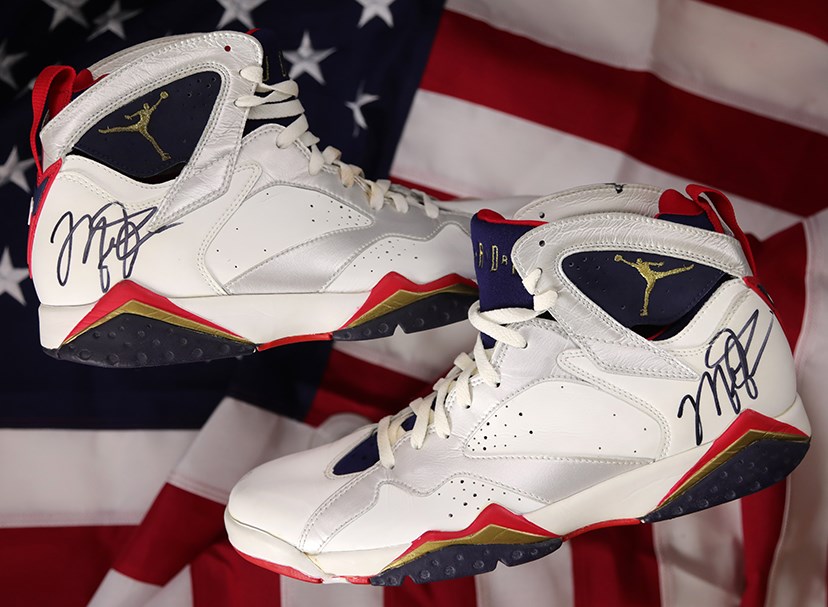 1992 Dream Team Michael Jordan "Gold Medal" Signed Game Worn Sneakers - Gifted to Dream Team Staffer (Photo-Matched)