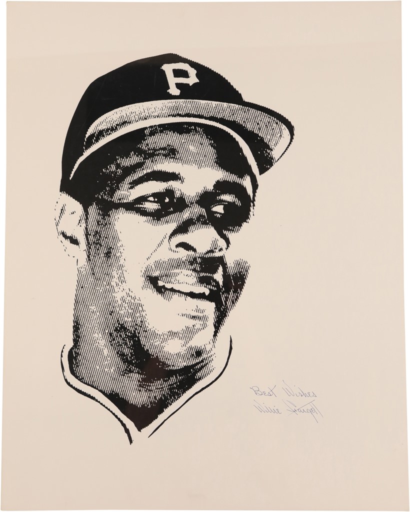 Clemente and Pittsburgh Pirates - Huge Willie Stargell Signed Silk Screen Print from Forbes Field