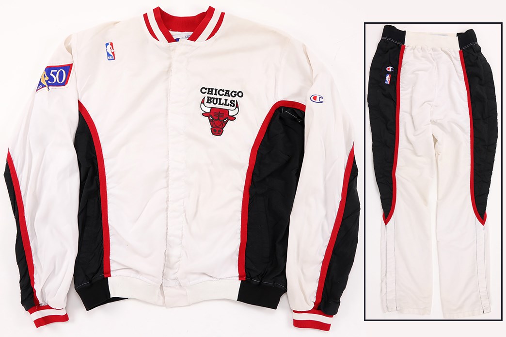 - 1996-97 Michael Jordan Chicago Bulls Game Worn Warmup Jacket and Pants