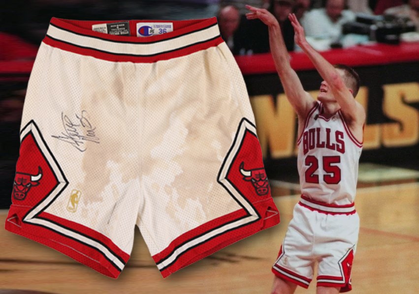 Basketball - Steve Kerr‚s Shorts from Historic 1997 NBA Finals Game 6 Game Winning Shot - Photo-Matched! (Resolution Photomatching LOA)