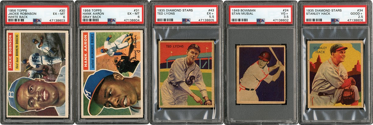 - 1935-56 Topps, Bowman, & Diamond Stars PSA Graded Collection (5)