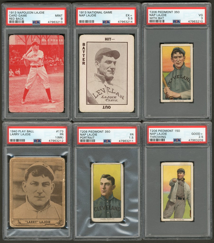 Baseball and Trading Cards - 1909-40 Nap Lajoie PSA Graded Collection with Three T206 (6)