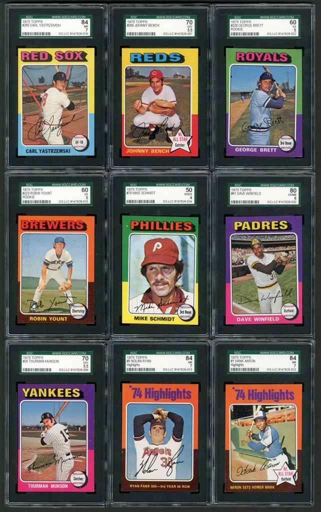 Baseball and Trading Cards - 1975 Topps Baseball Complete Set (660) with 18 SGC Graded