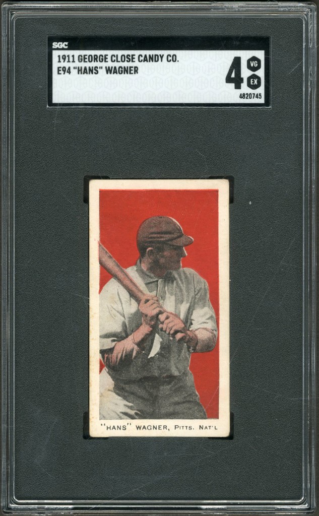 Baseball and Trading Cards - 1911 E94 George Close Candy Honus Wagner Card SGC VG-EX 4